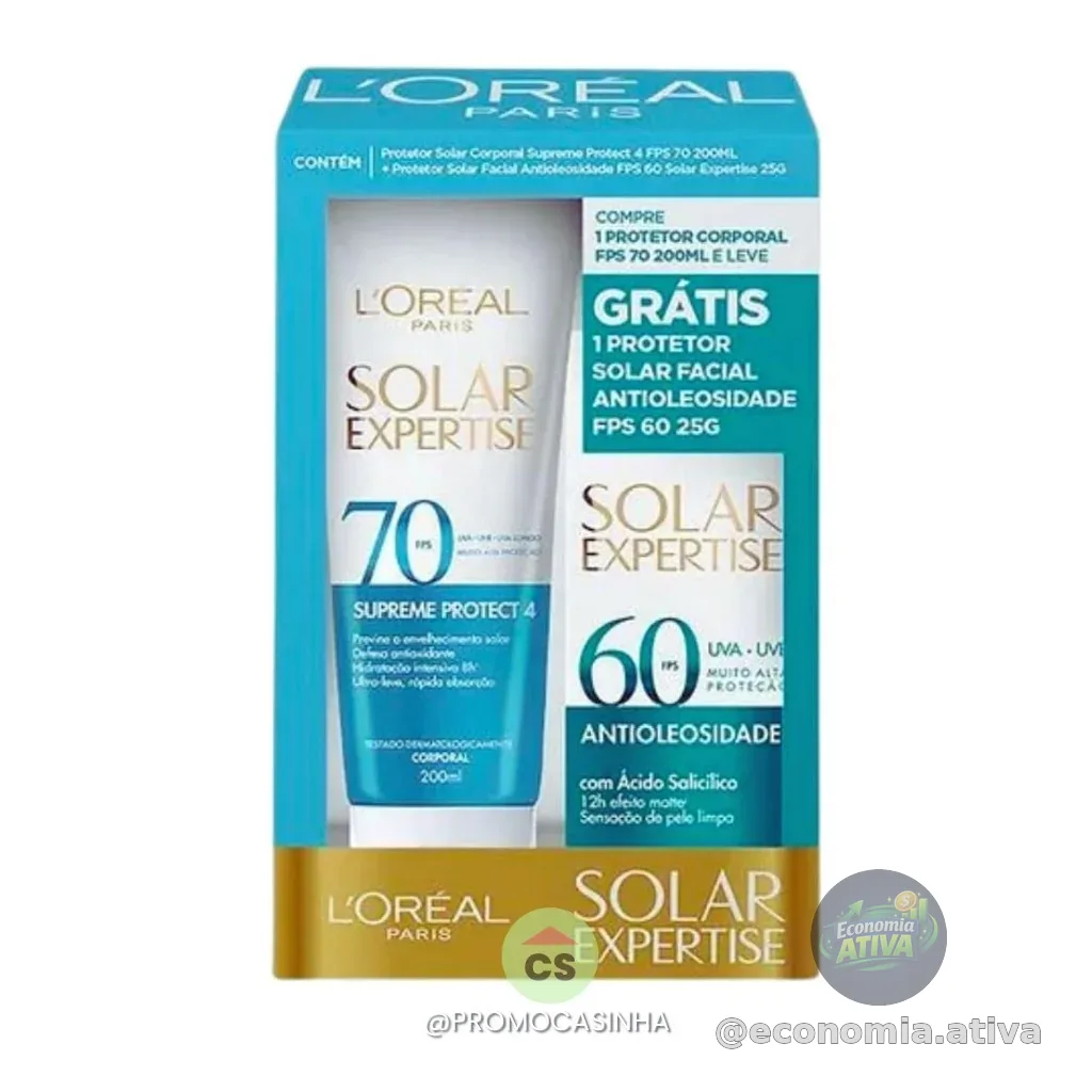 KIT SOLAR EXPERTISE CORPORAL + PROTETOR FACIAL ANTIOLEOSIDADE