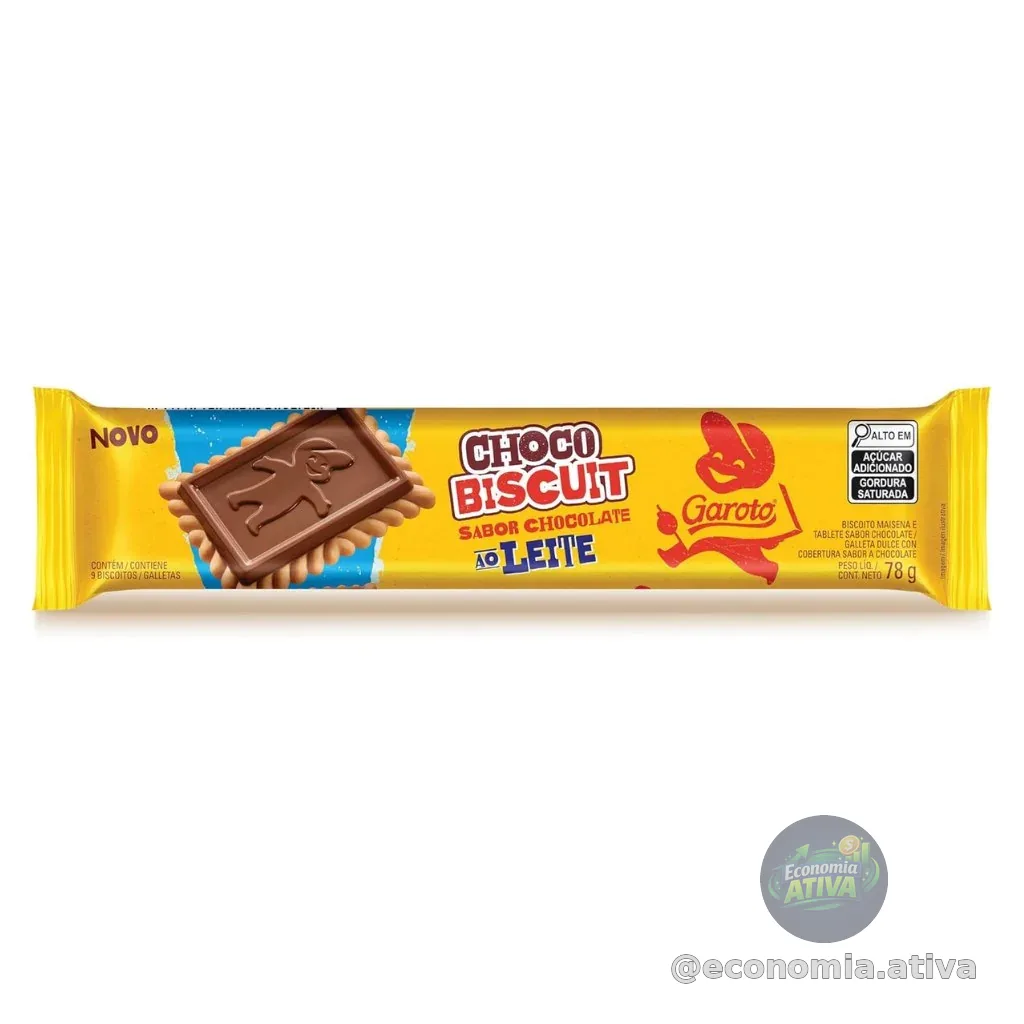 Biscoito com Chocolate Chocobiscuit GAROTO ao Leite 78g