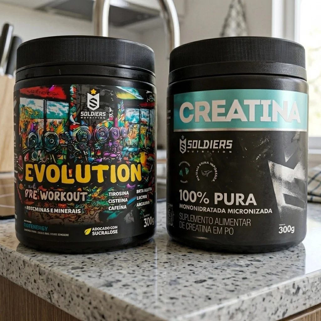 Kit: Creatina 300g + Pré-treino Evolution 300g Soldiers Nutr