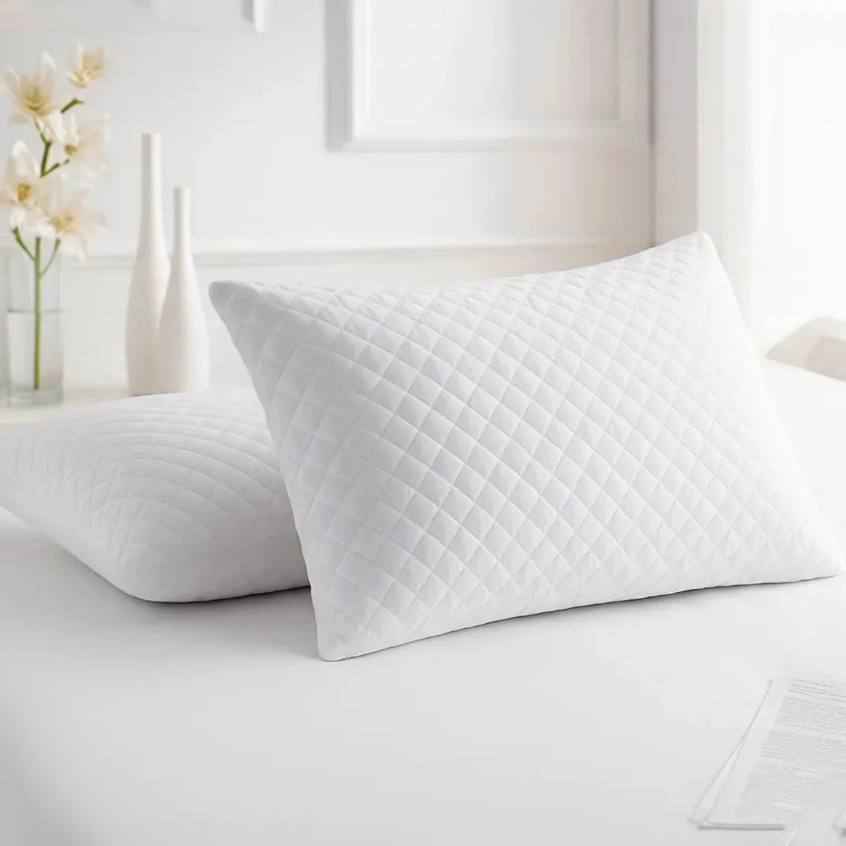 Kit 2 Travesseiros M Casa Altura Regulável 70x50cm Antialérgico Branco