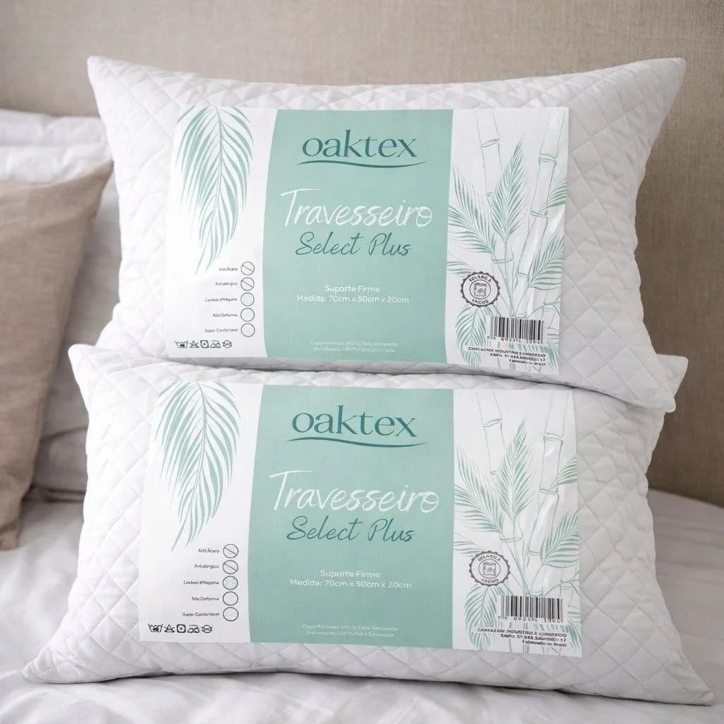 Kit C/2 Travesseiros Luxo Matelado Fibra Antialérgica 50x70 Branco
