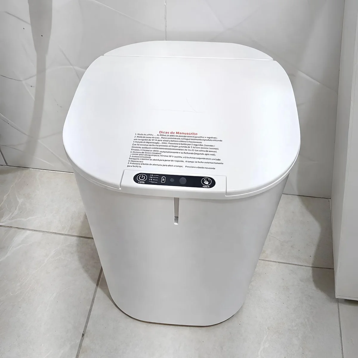 Lixeira Inteligente 16l Sensor Automático Tampa Touch Casa Branco