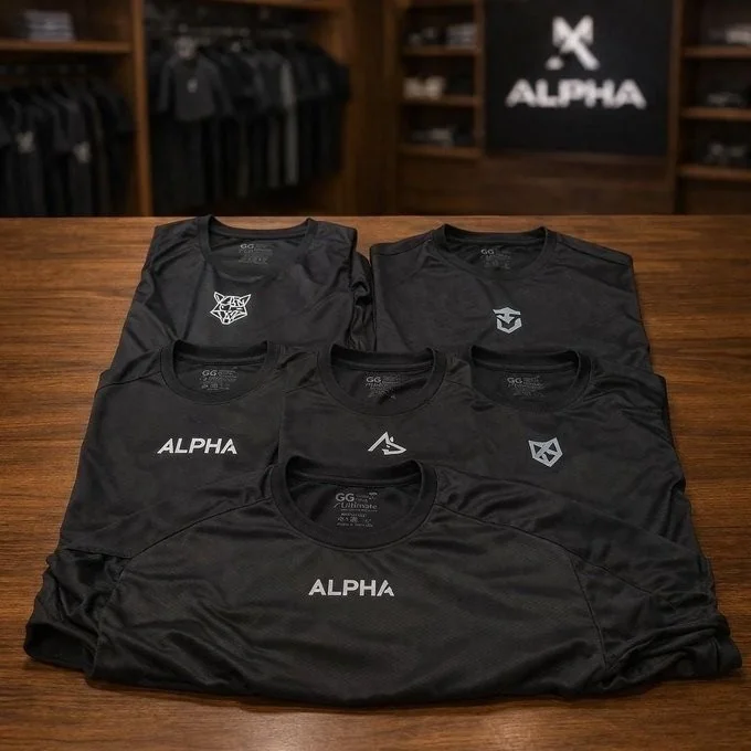 Kit com 5 Camisetas Dry All Black Alpha