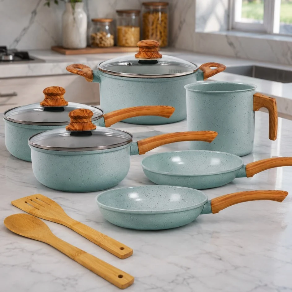 Jogo de Panelas de Alumínio Revestimento Cerâmico com Antiaderente Ecoglide Tuut Marble 8 peças